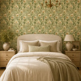 Roll sample of meadow daisy wallpaper showing panel width and seam edge.