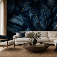 Dark tropical peel-and-stick wallpaper full bedroom installation, dramatic accent wall