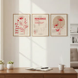 Minimal red floral motivational quote art poster sticker inspires walls with style.