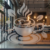 Modern Coffee Cup Vinyl Sticker for kitchen wall decor.