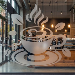 Modern Coffee Cup Vinyl Sticker for kitchen wall decor.