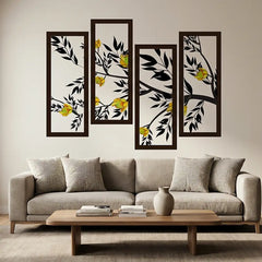 Modern Leaf Panel Wall Decal – Botanical Bedroom Living Room Removable Sticker