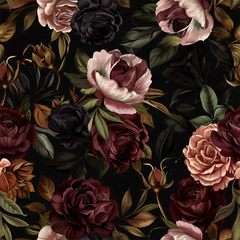 Moody Dark Rose Botanical Wall Mural to add charm to your kitchen.