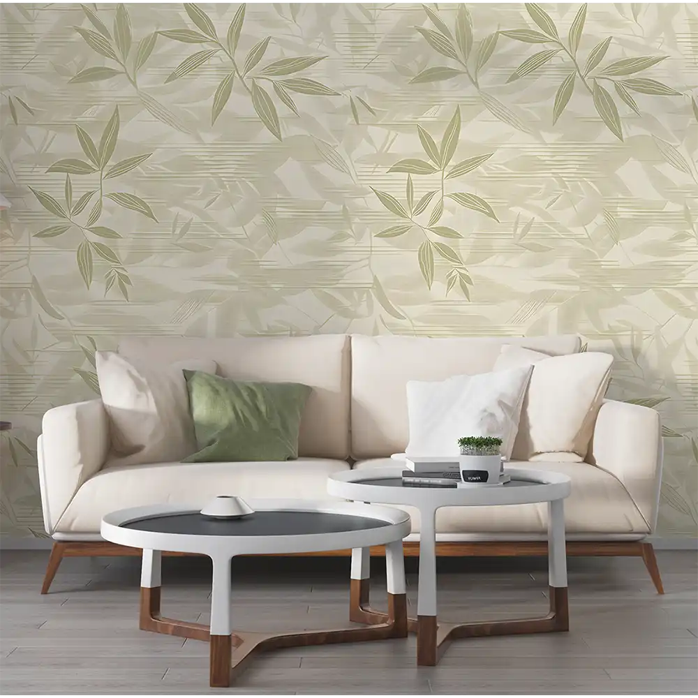 Neutral bamboo wallpaper sticker for home wall adds calm and elegant touch.