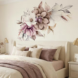 Neutral Floral Wall Sticker – Botanical Bedroom Living Room Removable Decal