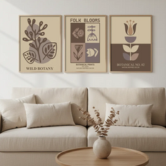 Neutral folk botanical minimalist art poster sticker for home walls adds elegance.
