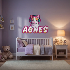 Personalized Kitty Wall Sticker – Custom Kids Bedroom Nursery Removable Decal