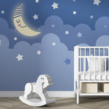 Dreamy Moon and Stars Wallpaper – Magical Peel-and-Stick Nursery Kids Room Design