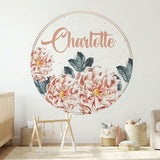 Floral Name Wall Decal – Personalized Girls Room Nursery Removable Sticker