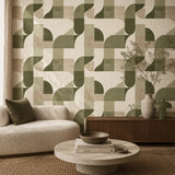 Organic Modern Geometric Wallpaper – Minimal Peel-and-Stick Bedroom Office Design