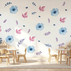 Pastel Floral Wall Decals – Soft Girls Room Nursery Peel-and-Stick Sticker Set