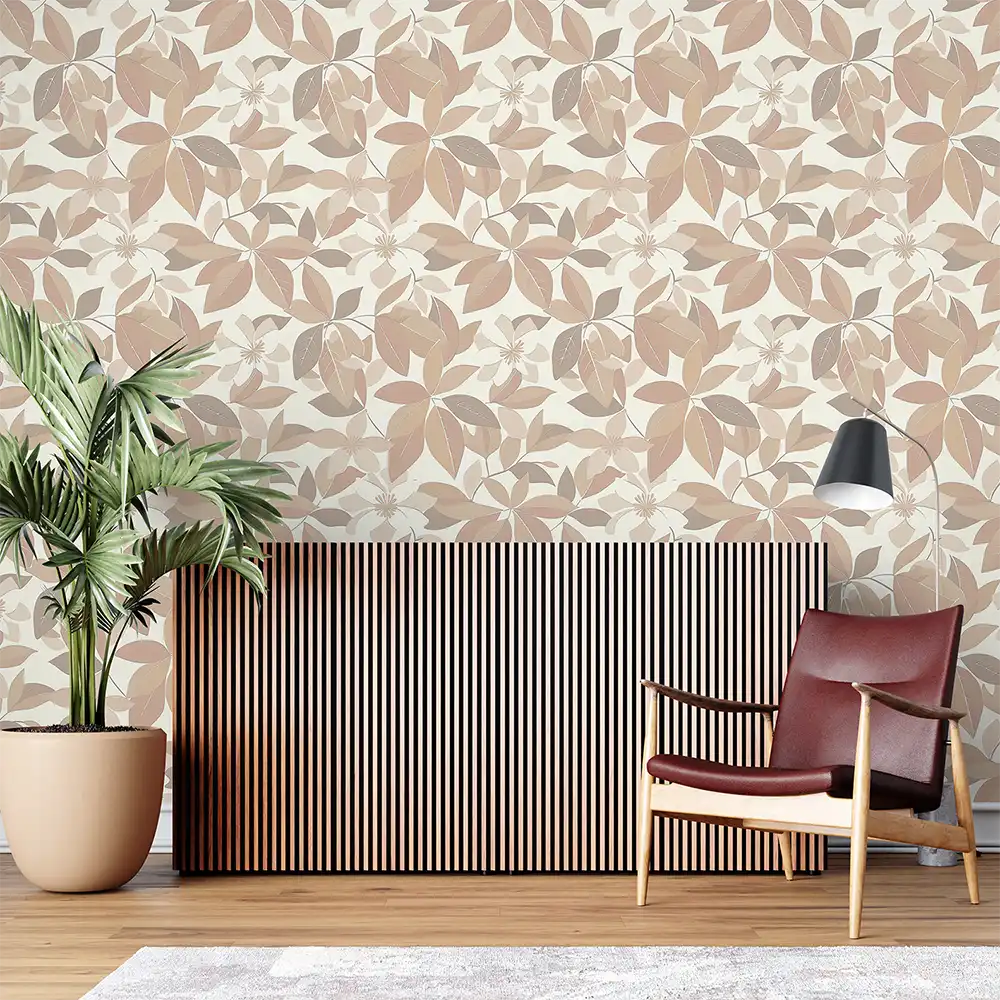 Peel and stick Blush Beige Floral Wallpaper for hassle-free installation.