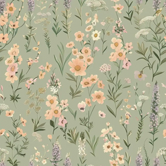 Peel and stick Sage Green Wildflower Wallpaper for easy use.