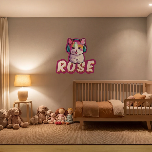 Personalized Kitty Wall Sticker for Kids Bedroom