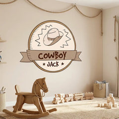 Custom Name Cowboy Wall Sticker – Western Boys Room Personalized Kids Decal