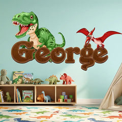 Custom Name Dinosaur Wall Sticker – Personalized Boys Room Kids Dino Decal