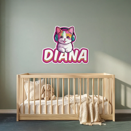 Personalized Kitty Wall Sticker for Kids Bedroom