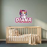 Personalized Kitty Wall Sticker – Custom Kids Bedroom Nursery Removable Decal