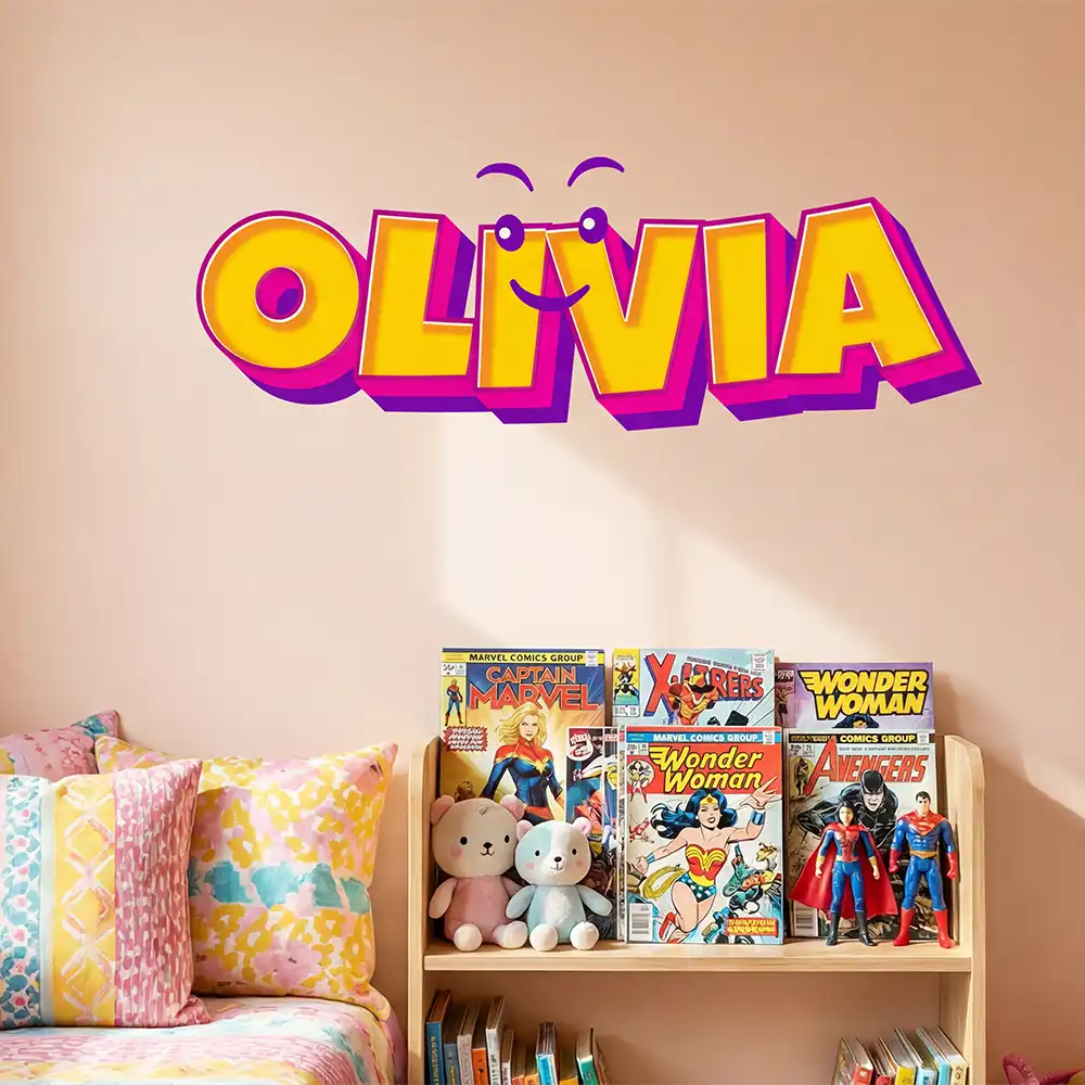 Removable Custom Name Sticker for your living room decor.