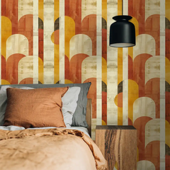 Retro Mustard and Terracotta Wall Mural to refresh your bedroom.