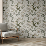 Elegant Sage Green Floral Wallpaper to enhance your bedroom.