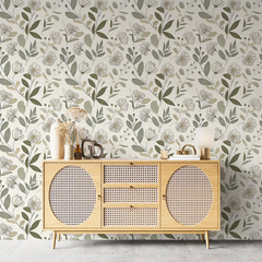 Bring nature indoors with Sage Green Floral Wallpaper for your kitchen.