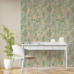 Bring nature indoors with Sage Green Wildflower Wallpaper for the bedroom.