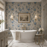 Shop blue chinoiserie garden wallpaper online at Wall Decor Design.