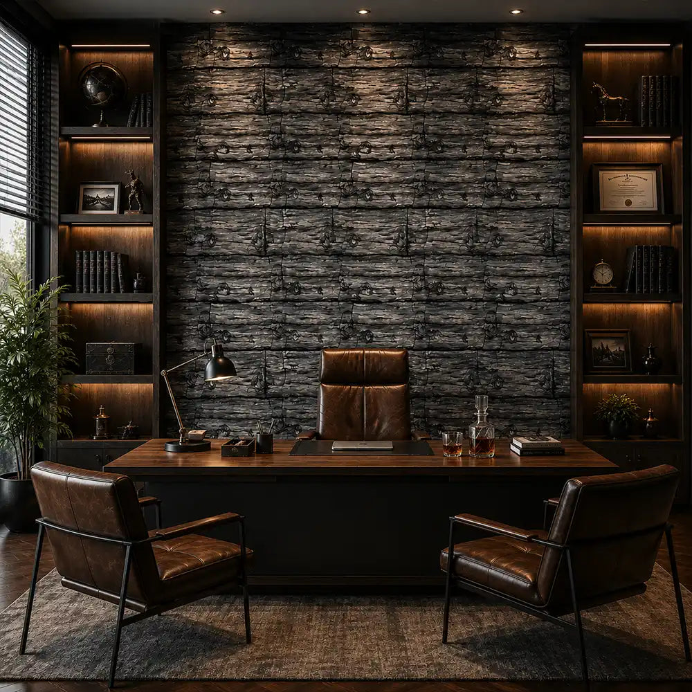 Shop charcoal timber wall wallpaper online at Wall Decor Design today.