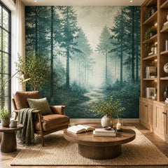 Forest mist removable wall mural sample showing soft color gradients and texture
