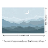 Soft Blue Night Mountain Wallpaper – Calm Peel-and-Stick Bedroom Kids Room Design
