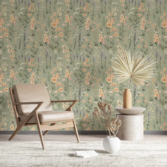 Stylish Sage Green Wildflower Wallpaper ideas for any space.
