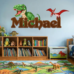 Custom Name Dinosaur Wall Sticker – Personalized Boys Room Kids Dino Decal