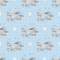 Vintage airplane soft pastel kids room wallpaper, beautiful wall sticker.