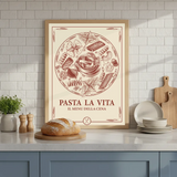 Vintage Italian kitchen food illustration art poster sticker brings rustic charm to your walls.