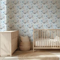 Pastel Zeppelins and Stars Wallpaper – Baby Room Nursery Peel-and-Stick Design