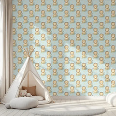 Cute Lion Safari Theme Wallpaper – Peel-and-Stick Kids Room Nursery Design