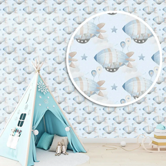 Pastel Zeppelins and Stars Wallpaper – Baby Room Nursery Peel-and-Stick Design