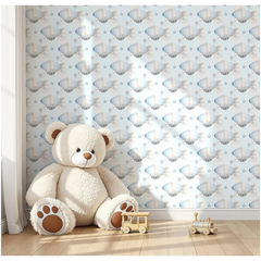 Pastel Zeppelins and Stars Wallpaper – Baby Room Nursery Peel-and-Stick Design