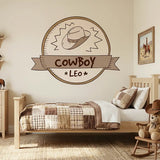 Custom Name Cowboy Wall Sticker – Western Boys Room Personalized Kids Decal