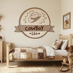 Custom Name Cowboy Wall Sticker – Western Boys Room Personalized Kids Decal